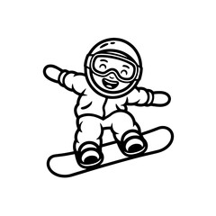 Snowboarder in action vector illustration. Extreme winter sports. Snowboarding emblem. Sport club logo. Snowboarding equipment.