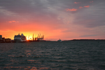 Obraz premium In the early morning at the harbor, Miami, Florida, USA