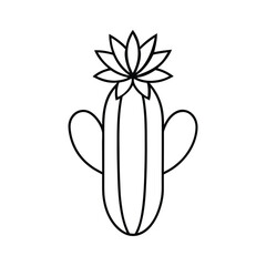 Cactus line art with blooming flower illustration showing a delicate desert plant Vector illustration