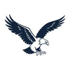 Obraz premium Eagle in flight vector illustration with wings and feathers flying in the sky
