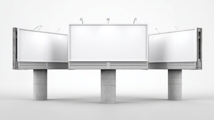 Obraz premium Three Blank Billboard Mockups for Outdoor Advertising Campaigns and Media Placement on a White Background