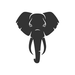 Black cartoon elephant isolated on white background