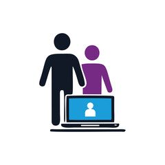 Business people icons with laptop vector set