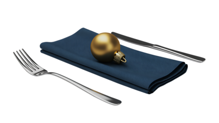 Knife and fork with napkin Png image