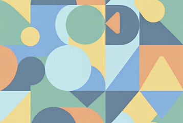 Vibrant Geometric Fusion: Abstract Shapes in Pastel Blue, Green, and Orange