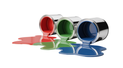 Cans of colorful paint collection