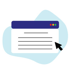 Vector illustration of desktop navigation menu icons, chat window, browser, dialog box, web design, website, for computers, laptops with black mouse cursor. Click, digital, technology, files, folders.