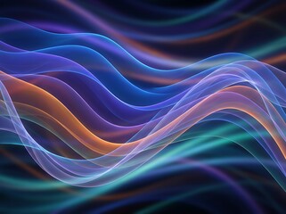 Abstract Colorful Flowing Waves of Light and Energy on a Dark Background - Dynamic Digital Art