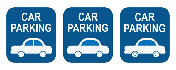 Car parking icon set. Public parking symbols and parking locations, vector illustration
