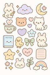 Cute and Colorful Illustrations of Adorable Characters and Icons