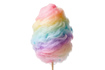 Colorful and fluffy cotton candy on a stick
