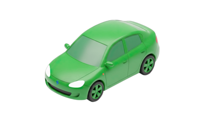 Green Car Isolated on White Background