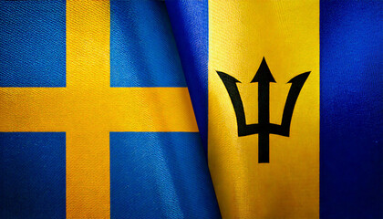 スウェーデンの国旗とバルバドスの国旗(Sweden flag & Barbados flag.)

