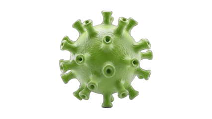 Green Coronavirus Cell Isolated on White Background
