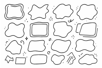 Obraz premium Hand-drawn doodle vector set of random uneven shapes, created in a fun style, isolated on white background 