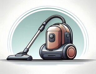 Stylized Modern Household Vacuum Cleaner Illustration Featuring Advanced Cleaning Technology for Efficient Home Maintenance and Spotless Floors