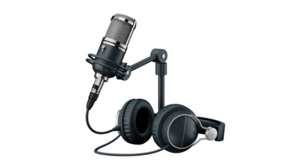 a studio-style condenser microphone on a stand capturing clear sound