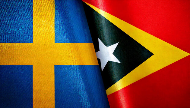 スウェーデンの国旗と東ティモールの国旗(Sweden flag & Timor-Leste flag.)
