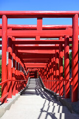 山口県の元乃隅神社(もとのすみじんじゃ)、赤色の鳥居が神秘的で美しい
