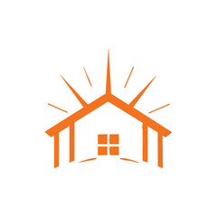 House symbol logo with light rays radiating from behind