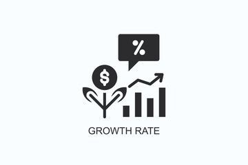 Growth Rate Icon Or Logo Isolated Vector Illustration