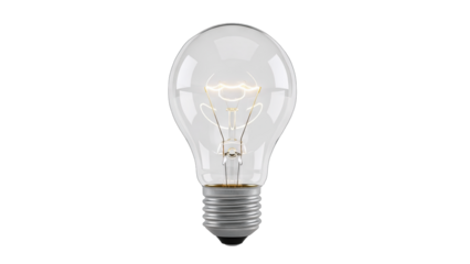 Glowing Light Bulb on White Background