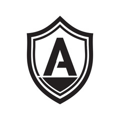 Bold letter A logo inside a shield frame
