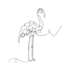 Flamingo continuous simple line drawing vector illustration