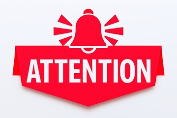 Bright red attention banner with a ringing bell icon symbolizing important announcement or urgent alert notification