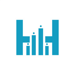 Letter H logo with a bar chart symbol