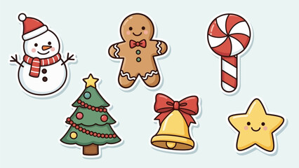 Set of Cute Hand-Drawn Christmas Holiday Elements