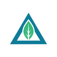 Leaf symbol logo inside a triangle
