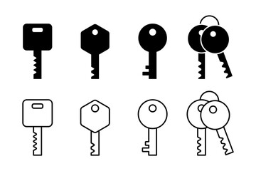 Vector illustration of Key icon set isolated on transparent background