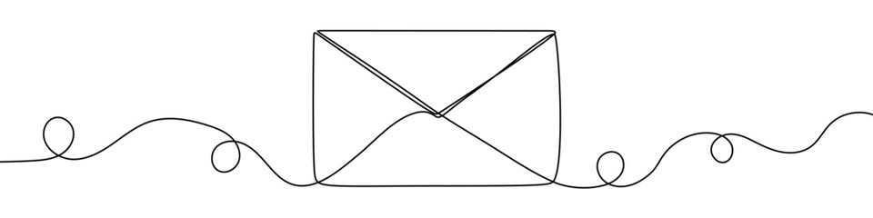 Continuous one line drawing of a closed postal envelope. Editable black stroke on a white background. Vector illustration.