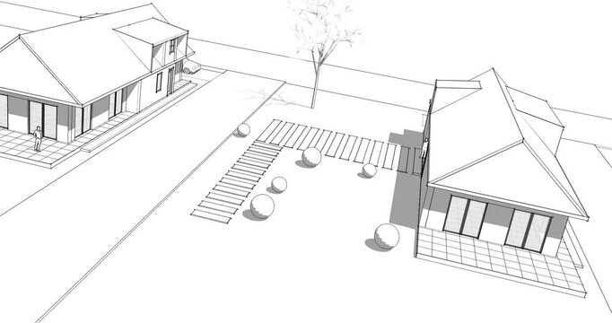 house architectural sketch 3d rendering	
