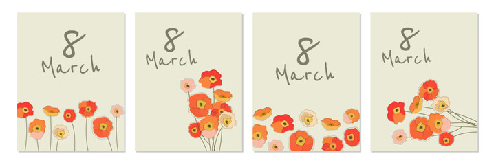 A delicate greeting card for March 8th with floral design and a springtime feel. Perfect for greetings, gifts, and seasonal design.