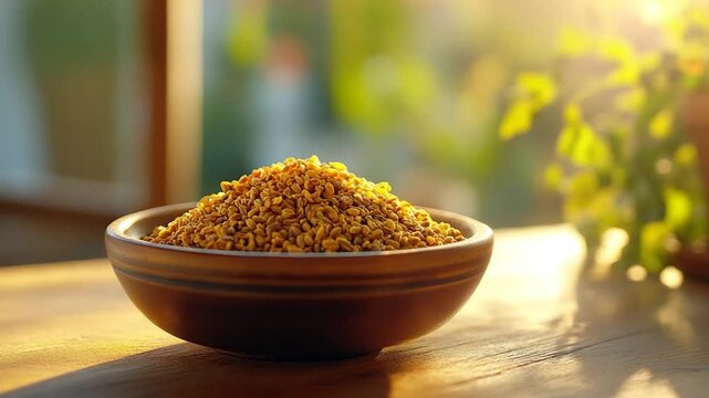 fenugreek dry spices on a bowl orbit video