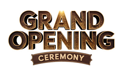 Elegant Grand Opening Ceremony festive banner with sparkling golden typography illustration