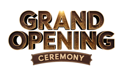 Elegant Grand Opening Ceremony festive banner with sparkling golden typography illustration