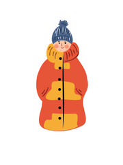 person wearing oversized warm hat and bright winter clothing illustration