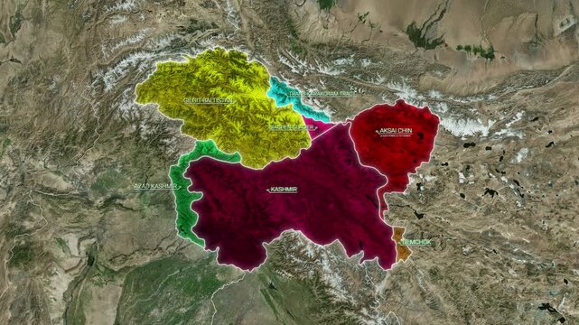 Kashmir Disputed Areas Map Animation
