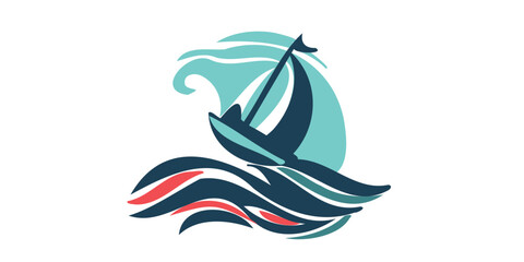 Obraz premium ship riding a wave illustration