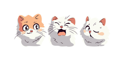 assorted playful kittens with emotional faces vector