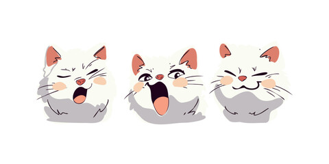 group of tiny kittens expressing feelings design