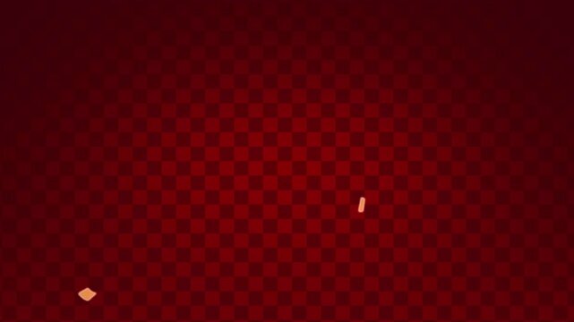 Auspicious Japanese pattern background and confetti animation (red)