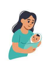 obstetrician holding newborn baby illustration