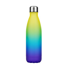 Modern reusable water bottle with vibrant gradient design and sleek metal cap