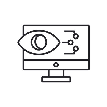 computer vision icons outline and Flat Style,transparent background