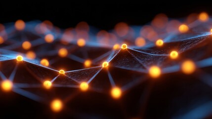 An abstract representation of a network of connected nodes, highlighting intricate technological connections 