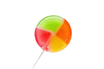 Colorful round lollipop with different fruit flavors
